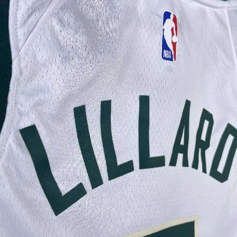 Camisa branca masculina Damian Lillard 2023, time titular