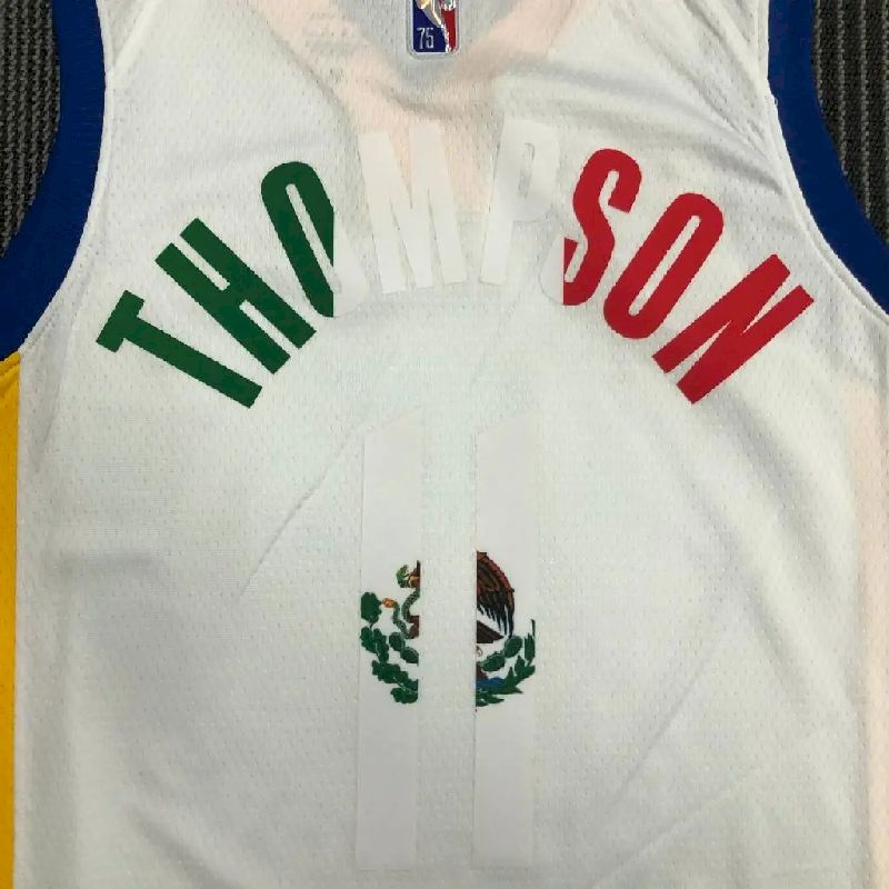 Camisa masculina Klay Thompson branca da equipe – Edição de 75º aniversário