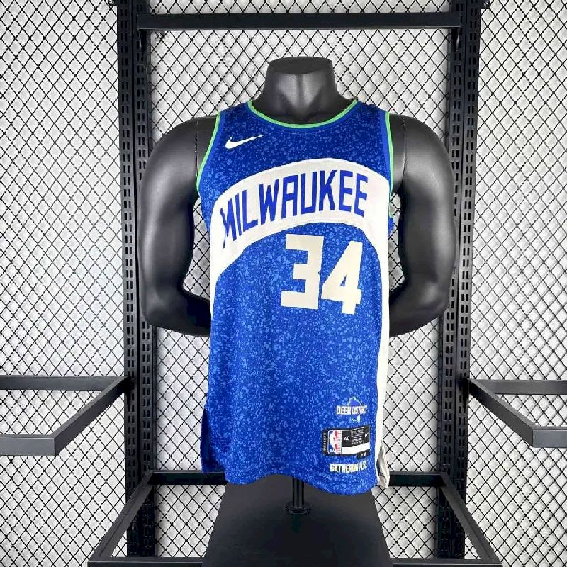 Camisa Azul Masculina Giannis Antetokounmpo 2024 – Edição Cidade