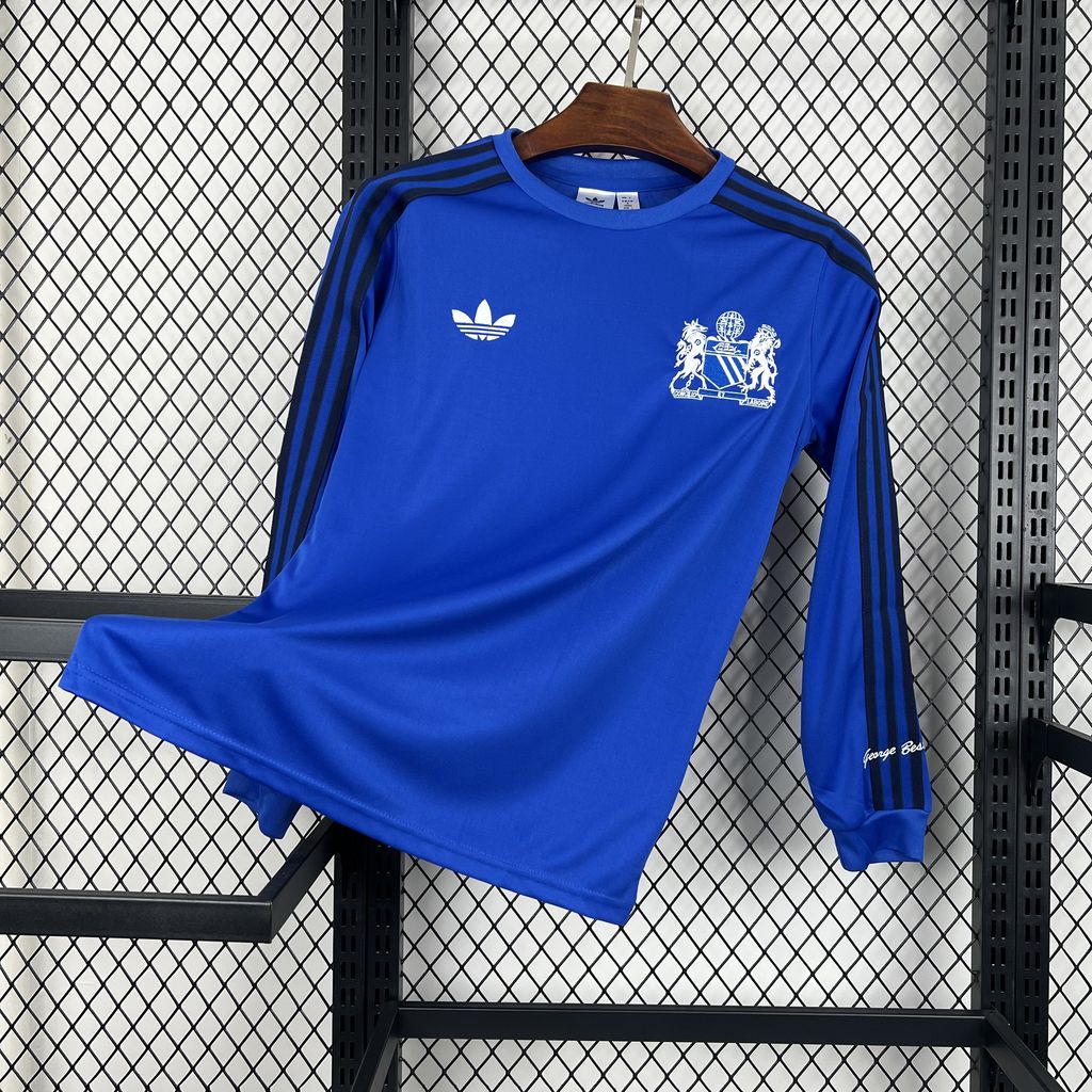 Camisa azul retrô de mangas compridas Manchester United 2024/25 Joint Edition