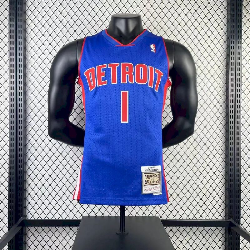 Camisa M&N Allen Iverson Azul Retro Masculina 2008/09