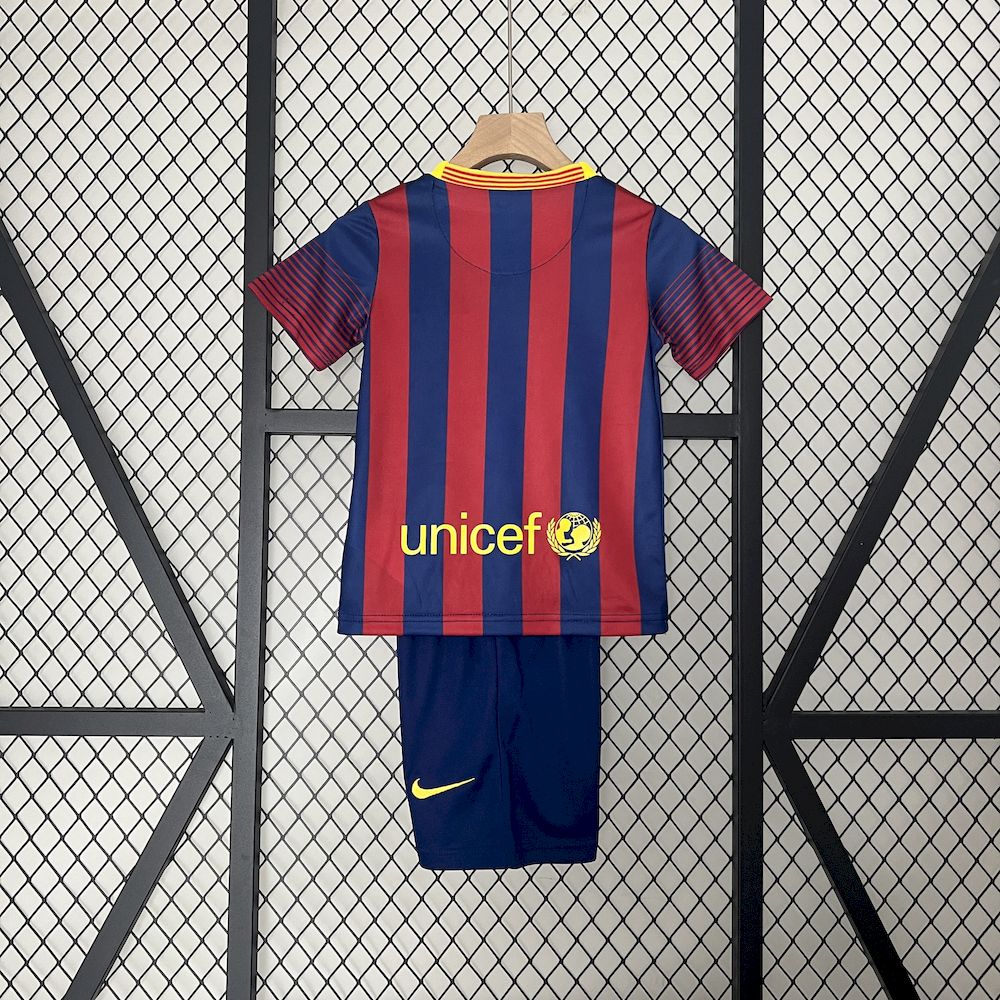 Barcelona 2013/14 Home Kids Retro Jersey And Shorts