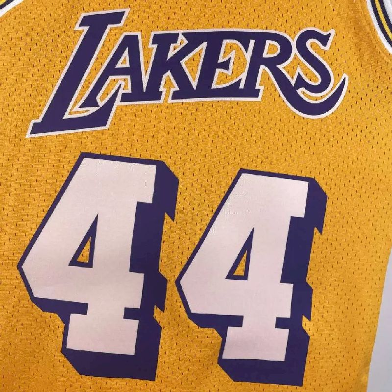 Camisa masculina M&N 1971/72 Jerry West amarela retrô