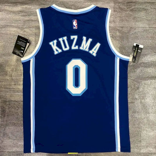 Camisa Kyle Kuzma Masculina Azul Versão Jogador – Edição Clássica Retro Conjunta