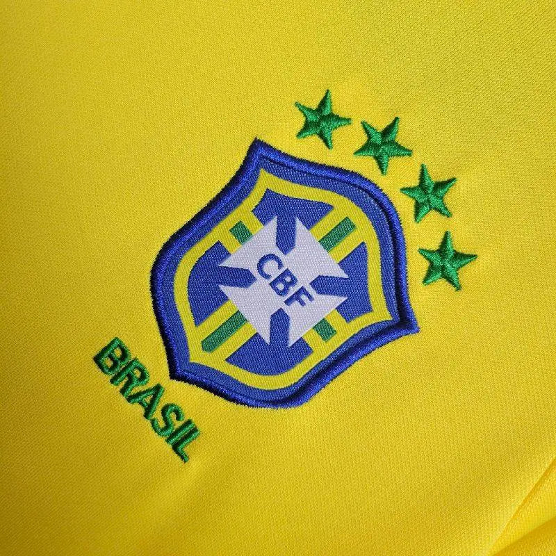 Brazil 1998 Home Kids Retro Jersey And Shorts