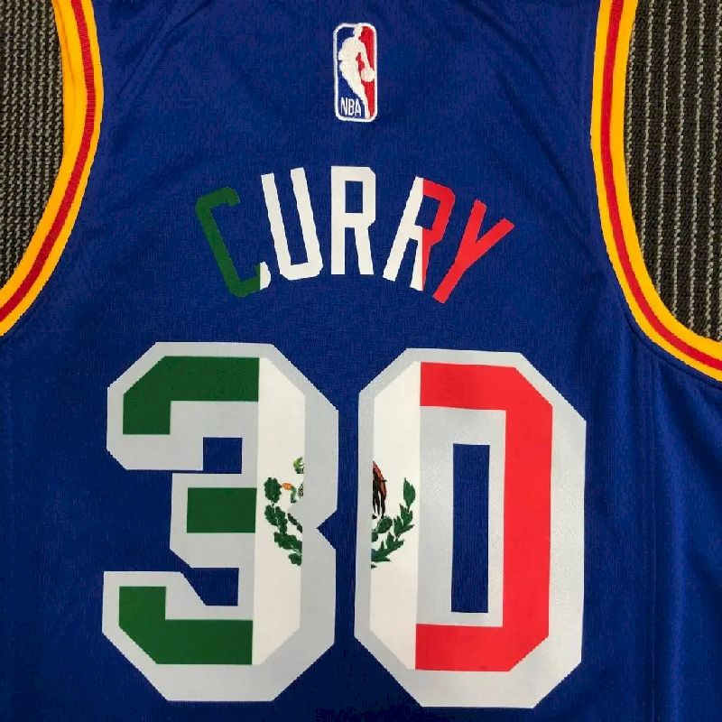 Camisa Stephen Curry Azul Retro Masculina – Edição de 75º Aniversário