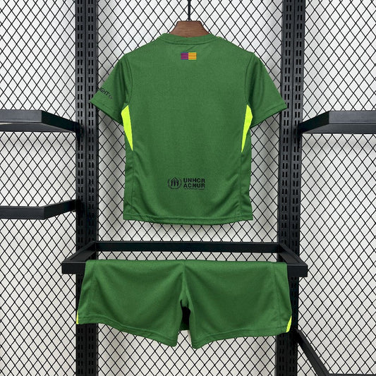Barcelona 2025/26 Green Goalkeeper Kids Kit