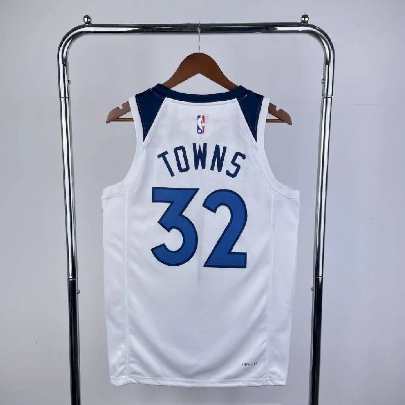 Camisa masculina Karl-Anthony Towns, branca, time titular, 2023