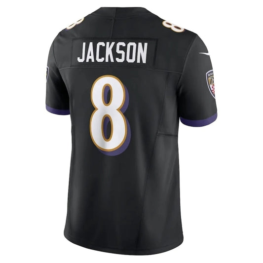 Camisa NFL Baltimore Ravens Preta Lamar Jackson 8 Limitada