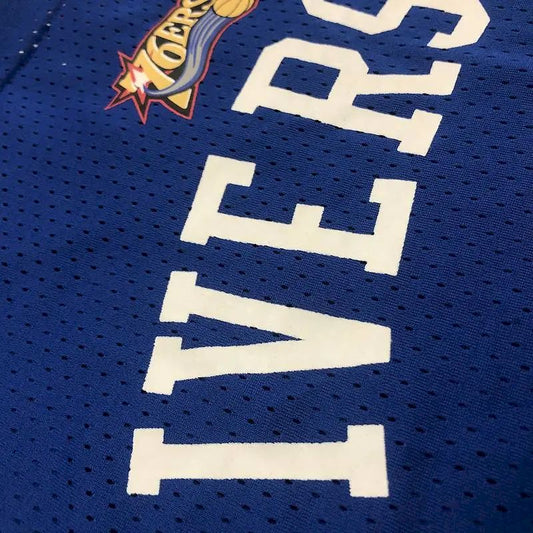 Camisa de jogador azul masculina Allen Iverson – Edição retrô