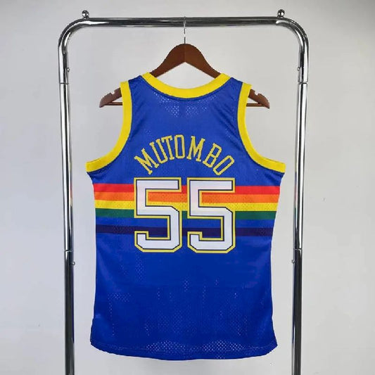 Camisa retrô masculina M&N 1991/1992 Dikembe Mutombo azul