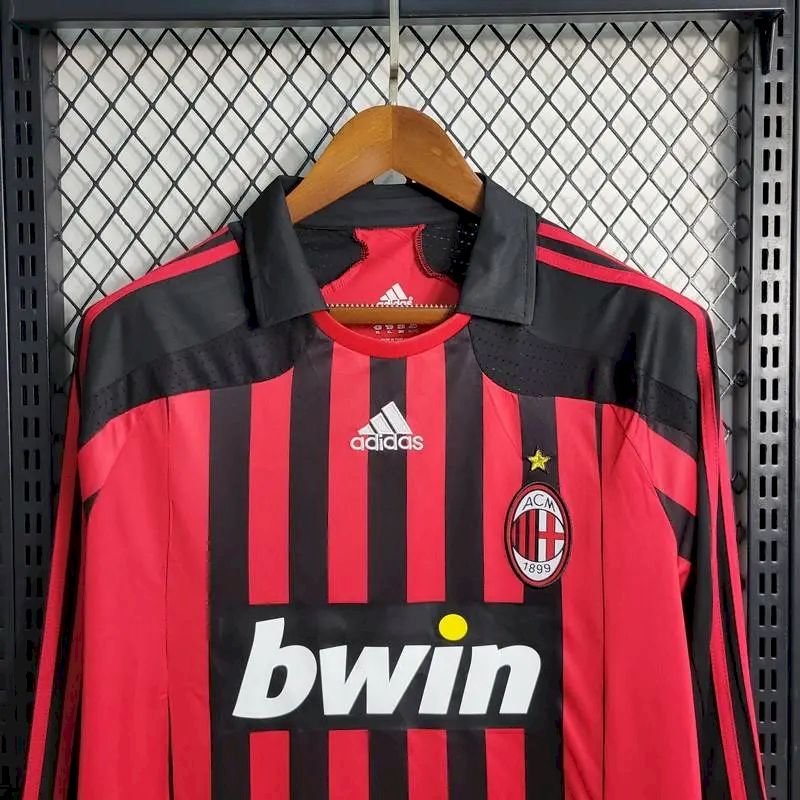 Camisa retrô de mangas compridas do AC Milan 2007/08 Home