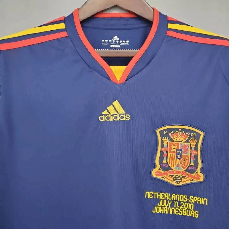 Camisa retrô de mangas compridas da Espanha para a Copa do Mundo de 2010