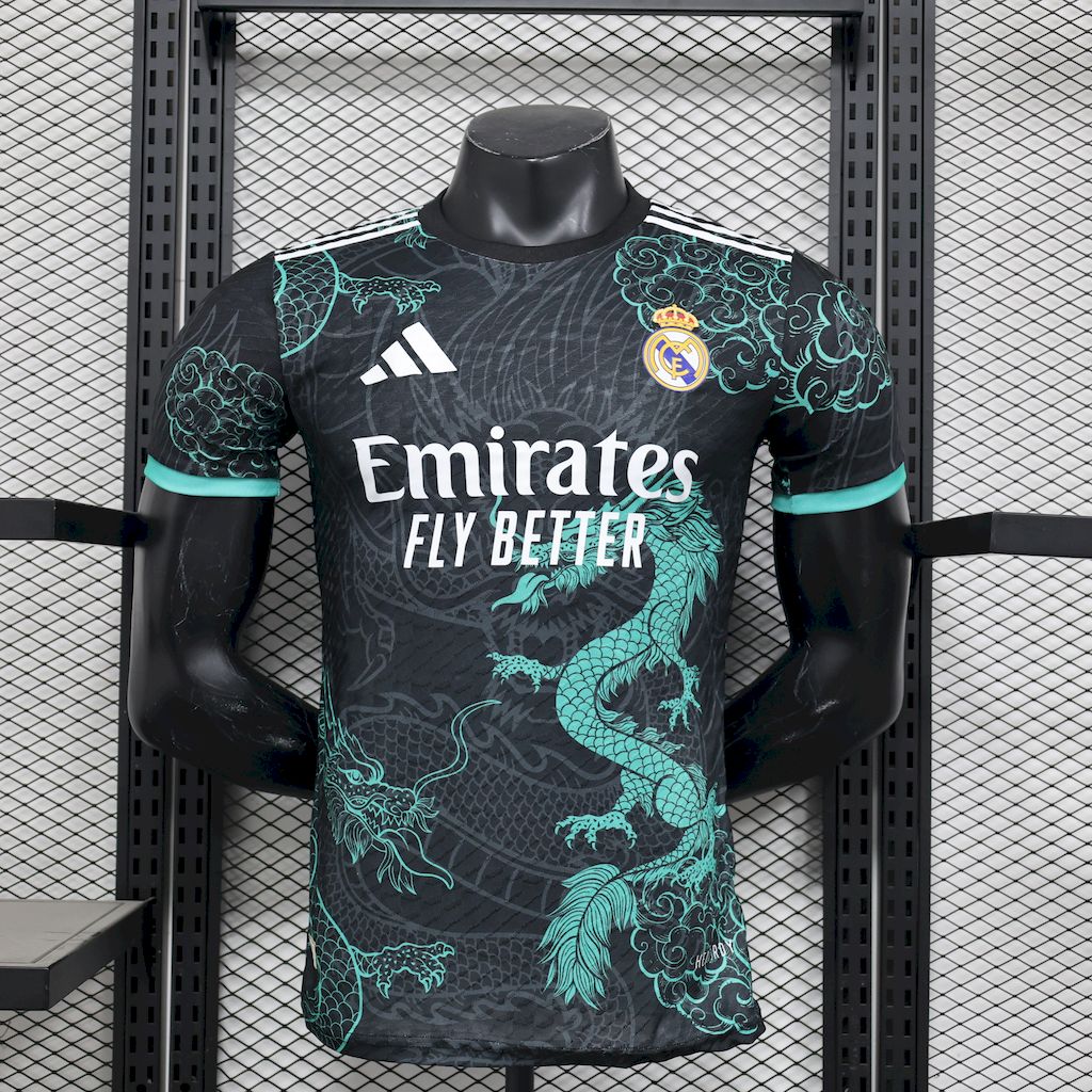 Camisa Real Madrid 2025/26 Edição Dragão Verde Preto Versão Jogador