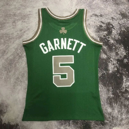 Camisa masculina M&N Kevin Garnett verde retrô 2007/08