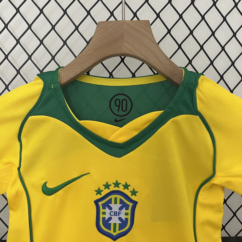 Brazil 2004 home Kids Retro Jersey And Shorts