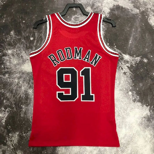 Camisa masculina M&N 1998 Dennis Rodman vermelha retrô
