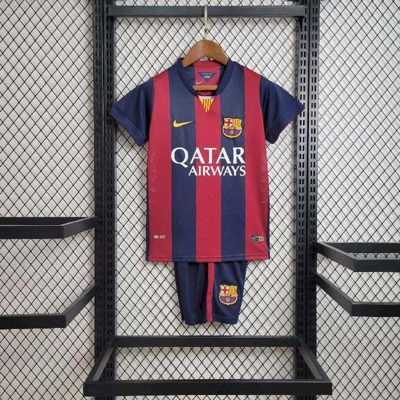 Camisa e shorts retrô infantil do Barcelona 2014/15