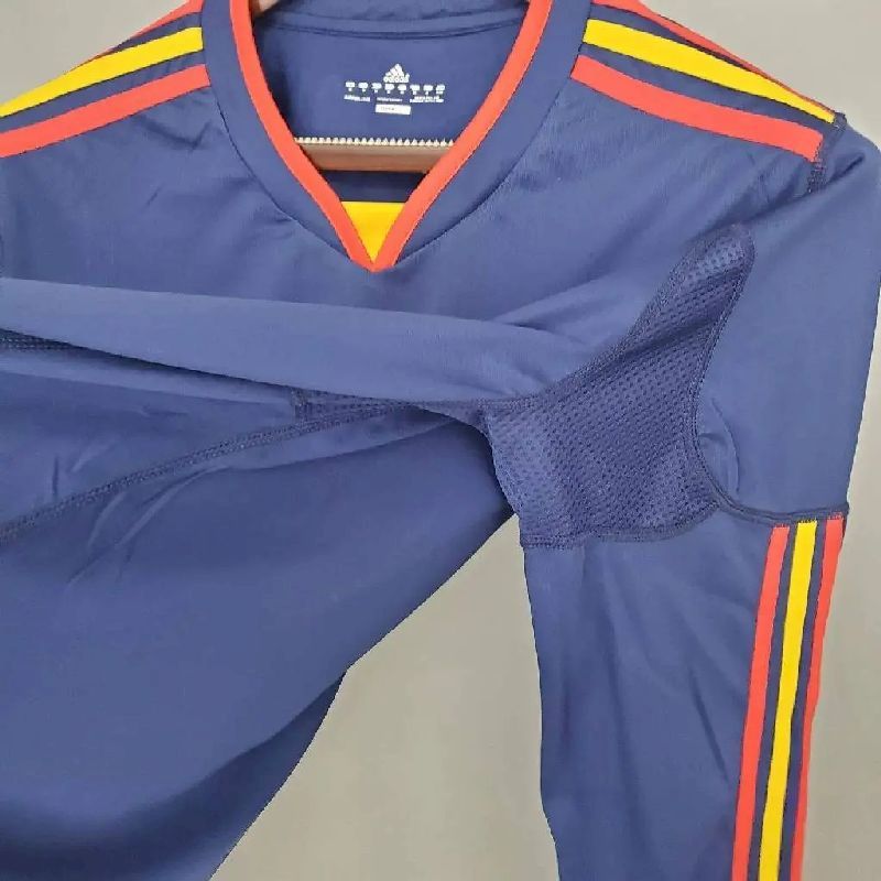 Camisa retrô de mangas compridas da Espanha para a Copa do Mundo de 2010