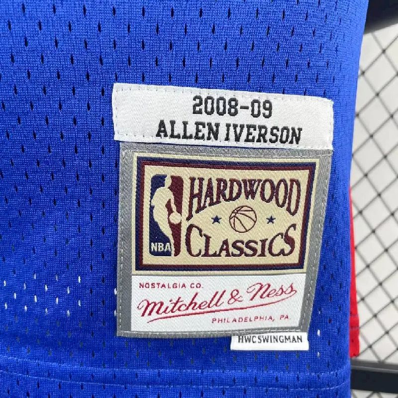 Camisa M&N Allen Iverson Azul Retro Masculina 2008/09