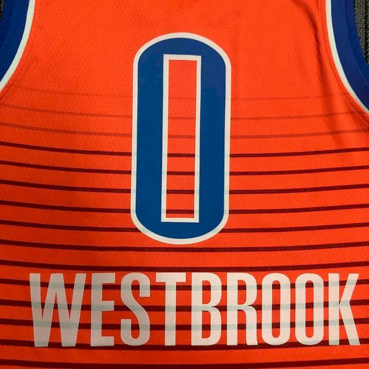Camisa masculina laranja Swingman Russell Westbrook – Edição Statement