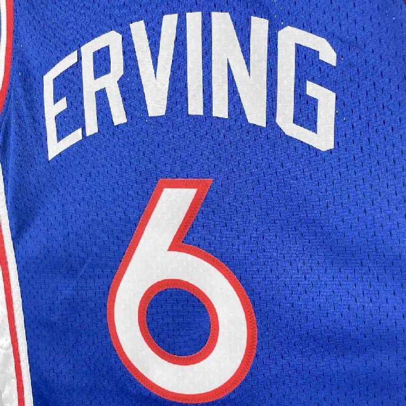 Camisa masculina M&N Julius Erving azul retrô 1982/83