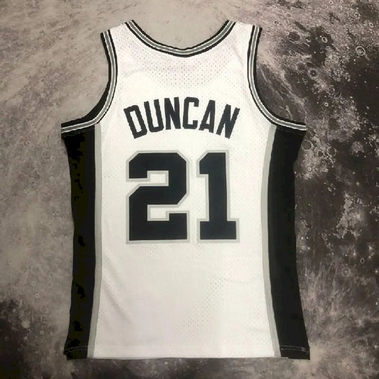 Camisa M&N Tim Duncan 1998/99 masculina, branca, retrô