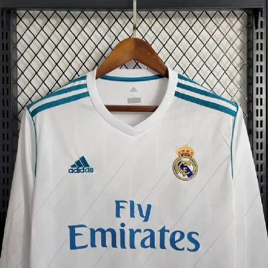 Camisa retrô manga comprida do Real Madrid 2017/18
