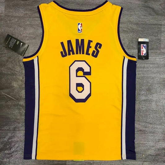 Camisa LeBron James Masculina 2020-21 Amarela Versão Jogador – Edição Clássica Retrô
