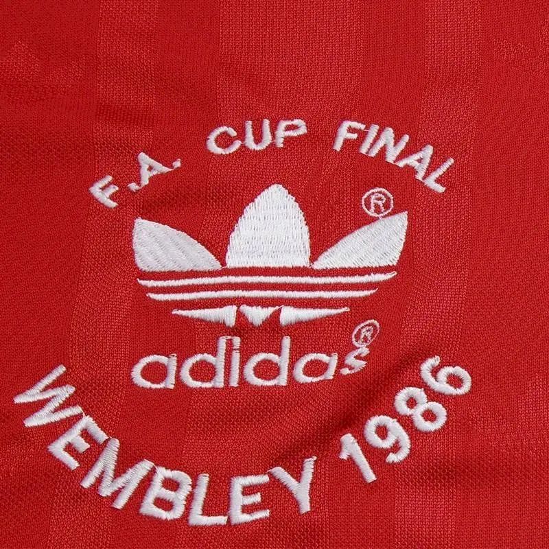 Camisa retrô de mangas compridas da Copa da Inglaterra, temporada 1985/86, Liverpool