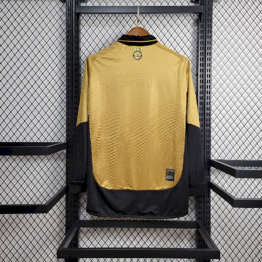 Camisa retrô reversível de manga comprida Manchester United Centenary 2001/02, reserva e terceiro uniforme