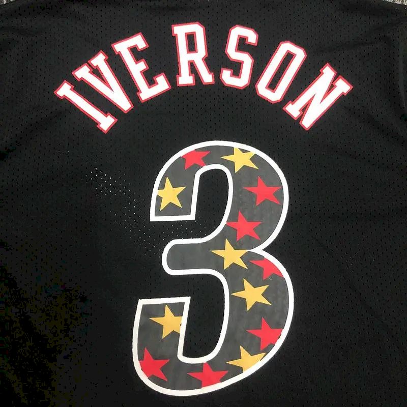 Camisa preta masculina Allen Iverson Player – Edição retrô