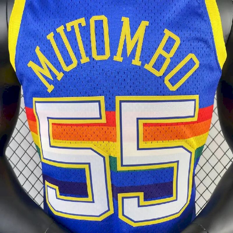Men’s M&N 1991/1992 Dikembe Mutombo Blue Retro Jersey