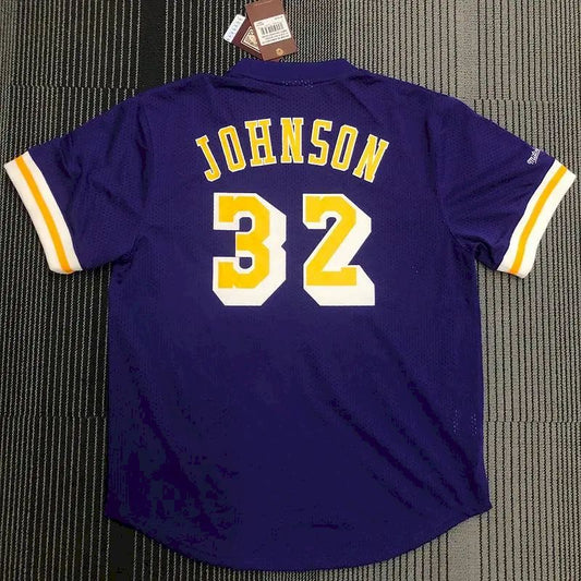 Camisa de jogador roxa masculina Earvin Johnson – Edição retrô