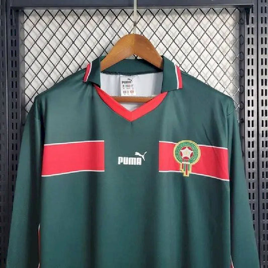 Camisa retrô de manga comprida da seleção principal do Marrocos 1998