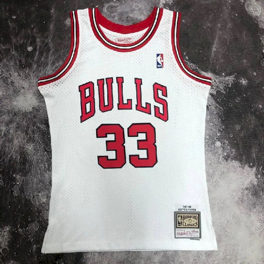 Camisa masculina M&amp;N 1998 Scottie Pippen branca retrô