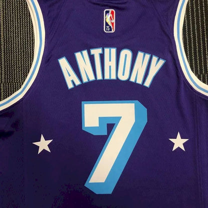 Camisa masculina Carmelo Anthony roxa – Edição City do 75º aniversário