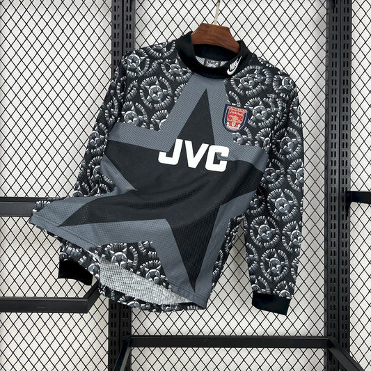 Camisa retrô de goleiro preta de manga comprida do Arsenal 1994/95