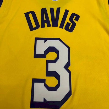 Camisa amarela masculina Anthony Davis versão jogador – Edição clássica retrô