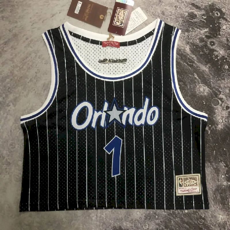 Camisa M&amp;N Anfernee Hardaway preta retrô feminina