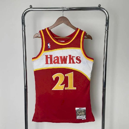 Men’s M&N 1985/86 Dominique Wilkins Red Retro Jersey