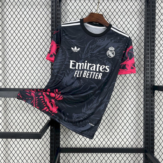 Camisa Real Madrid 2024/25 Preta e Vermelha do Dragão