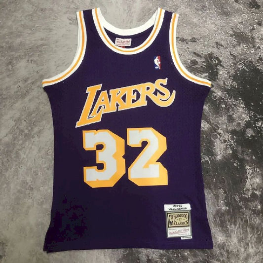 Men’s M&N 84/85 Earvin Johnson Purple Retro Jersey