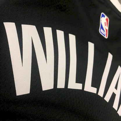 Camisa masculina Lou Williams 2020-21 preta versão Swingman Player – Edição City