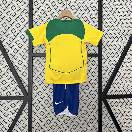 Brazil 2004 home Kids Retro Jersey And Shorts