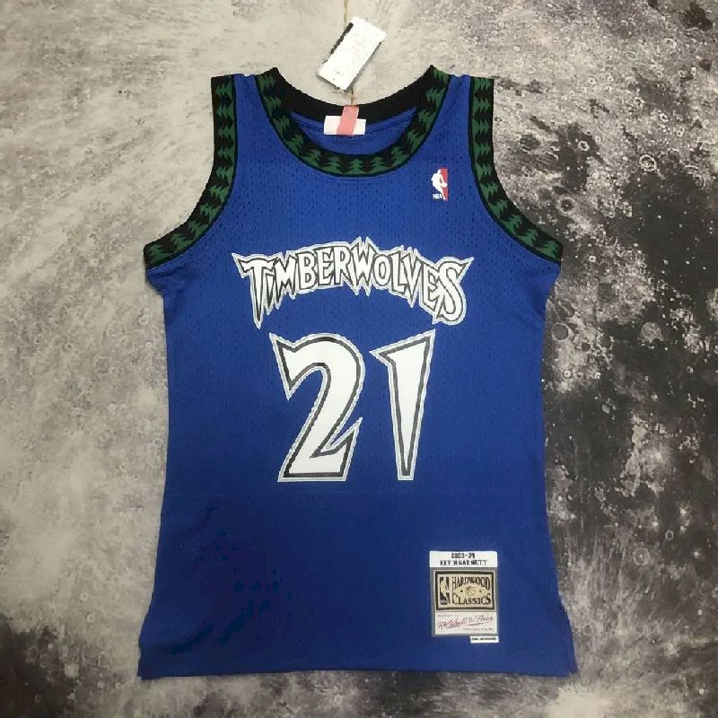 Camisa masculina M&amp;N Kevin Garnett azul retrô 2003/04