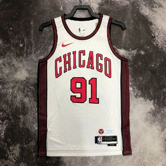 Camisa masculina Dennis Rodman branca da equipe – Edição City