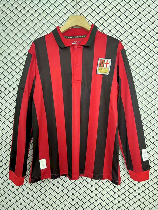 Camisa retrô de mangas compridas edição limitada do AC Milan 2024/25