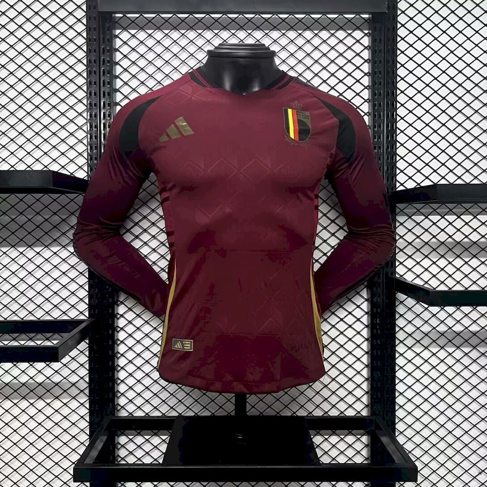Men's Belgium 2024/25 Home Long Sleeve Jersey Player Version