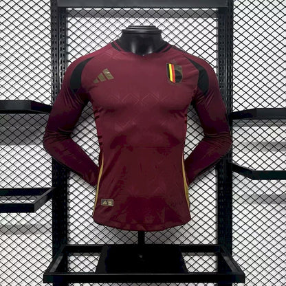 Men's Belgium 2024/25 Home Long Sleeve Jersey Player Version